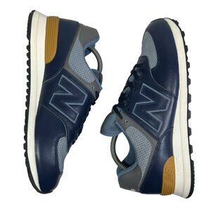 New Balance 574 Mens ML574LX2 Leather Blue Tan White sz 9.5